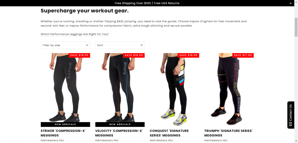 Motion theme Shopify examples Kapow Meggings MyShopKit - Ecommerce Solution