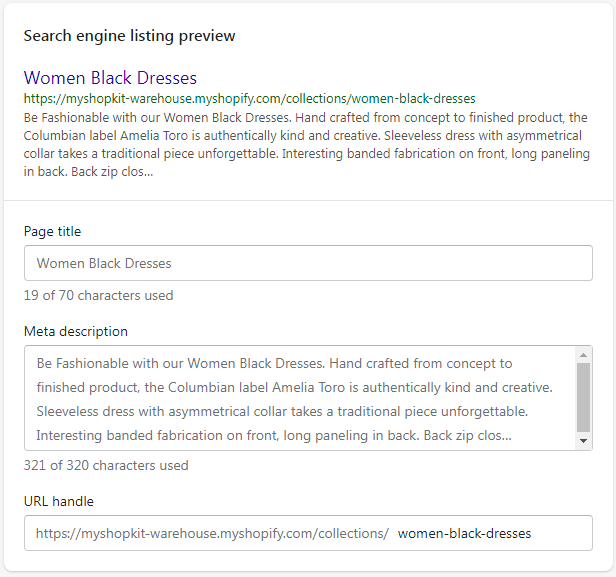 Collection search engine listing preview MyShopKit - Ecommerce Solution