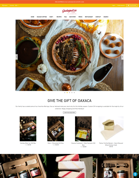 Guelaguetza homepage MyShopKit - Ecommerce Solution