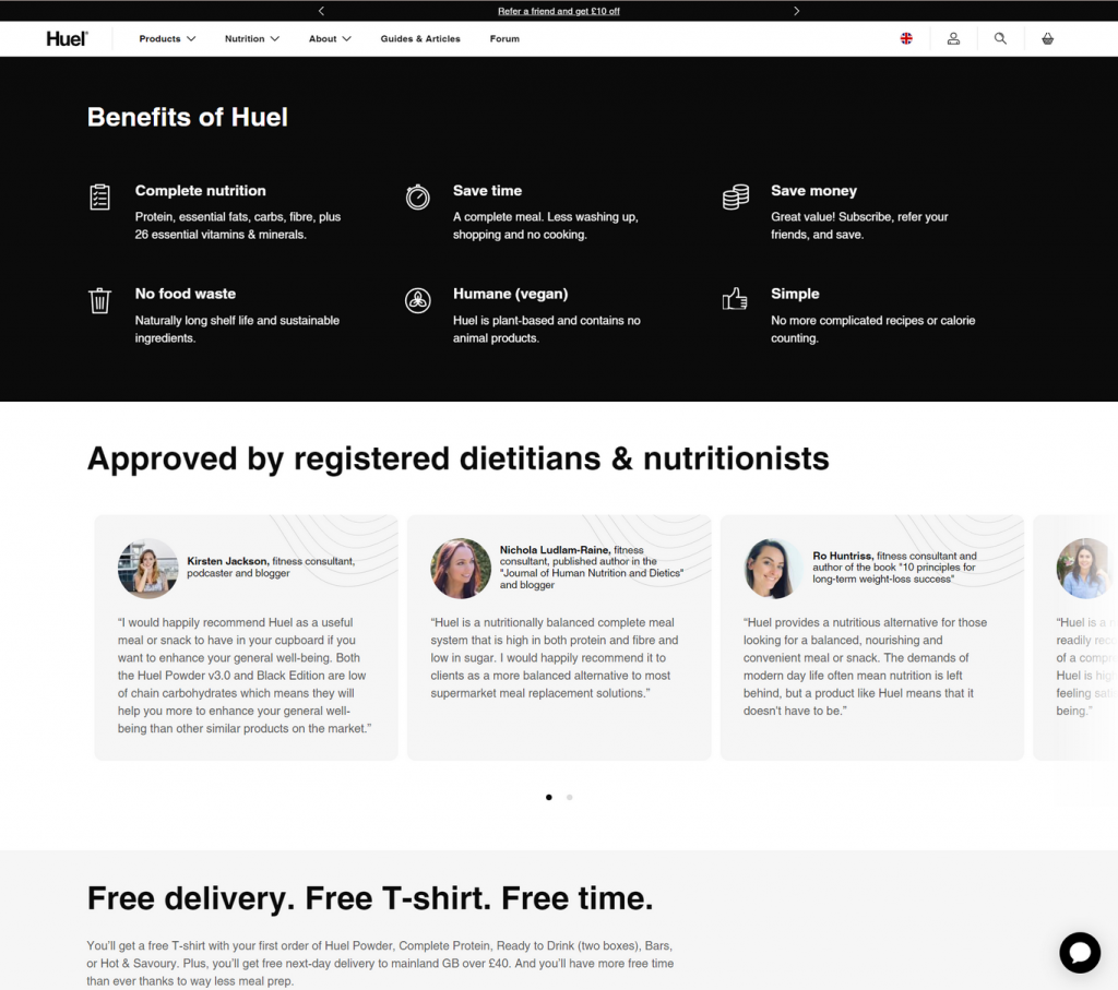 Huel social proof MyShopKit - Ecommerce Solution