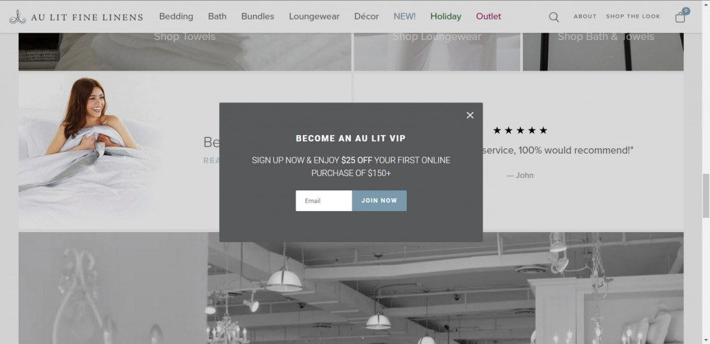Au Lit Fine Linens popup MyShopKit - Ecommerce Solution