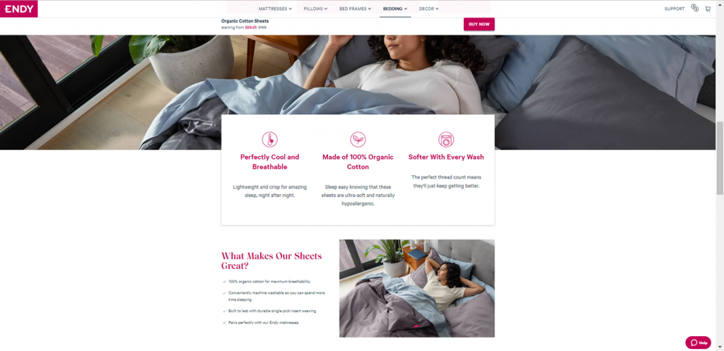 Endy Sleep content MyShopKit - Ecommerce Solution