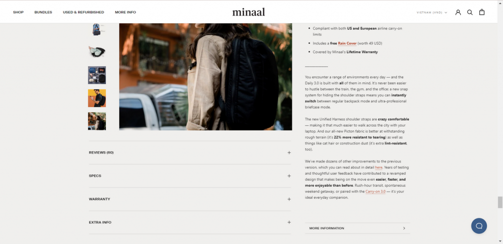 Minaal product info tab MyShopKit - Ecommerce Solution