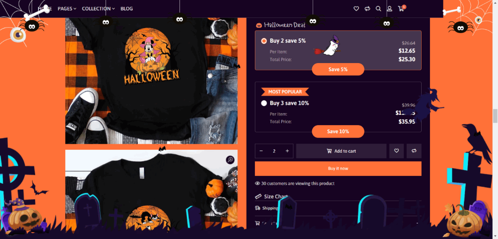 shopify halloween store buy more save more