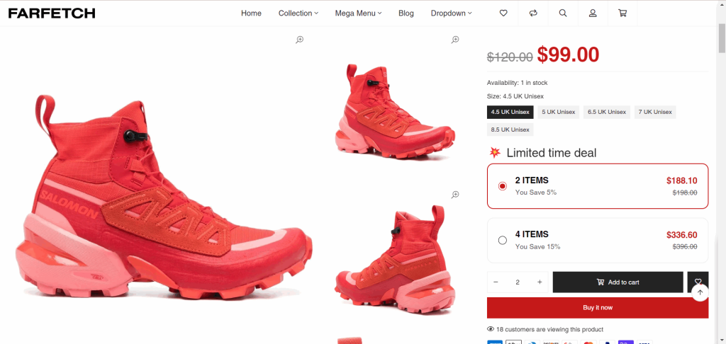 Shopify Shoes Store Product Page MyShopKit - Ecommerce Solution