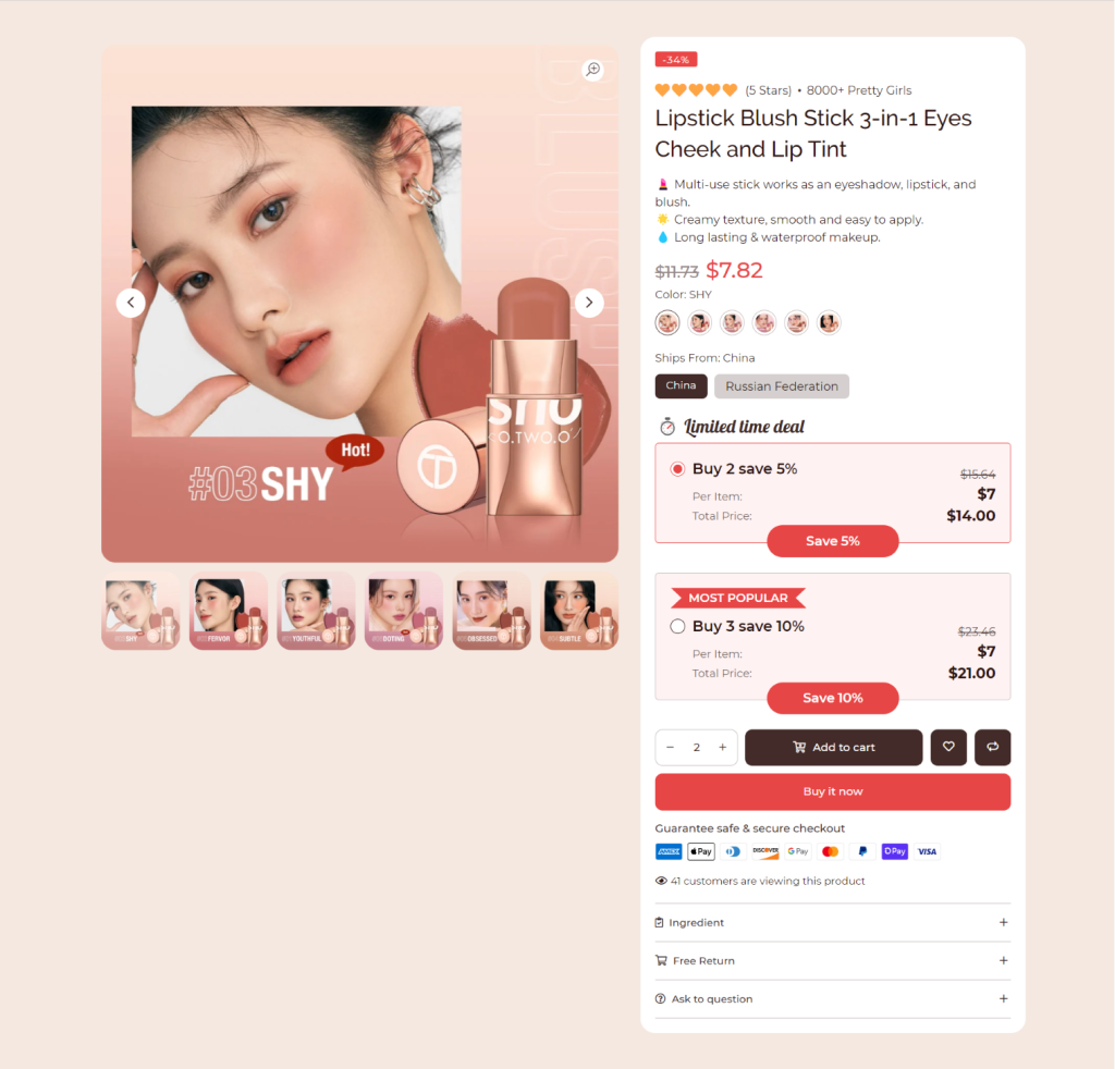 Shopify beauty store product information 2 MyShopKit - Ecommerce Solution