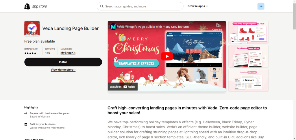 Veda Landing Page Builder on Shopify MyShopKit - Ecommerce Solution