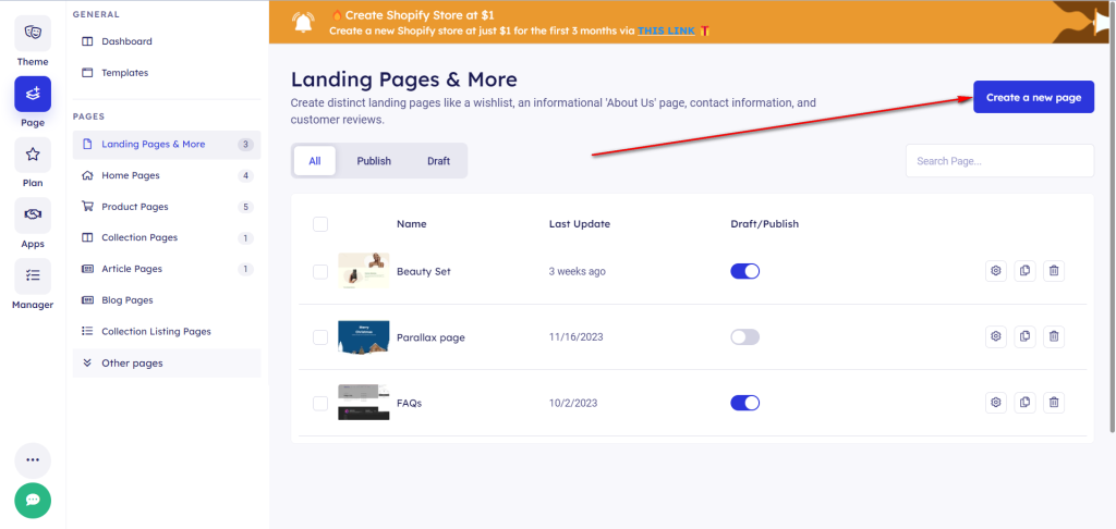 create shopify landing page easily with Veda Builder